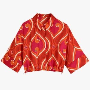 ZARA Vibrant Orange and Red Retro TOP